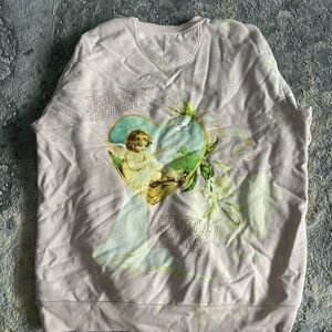 Pink Graphic Sweatshirt with Angel Design